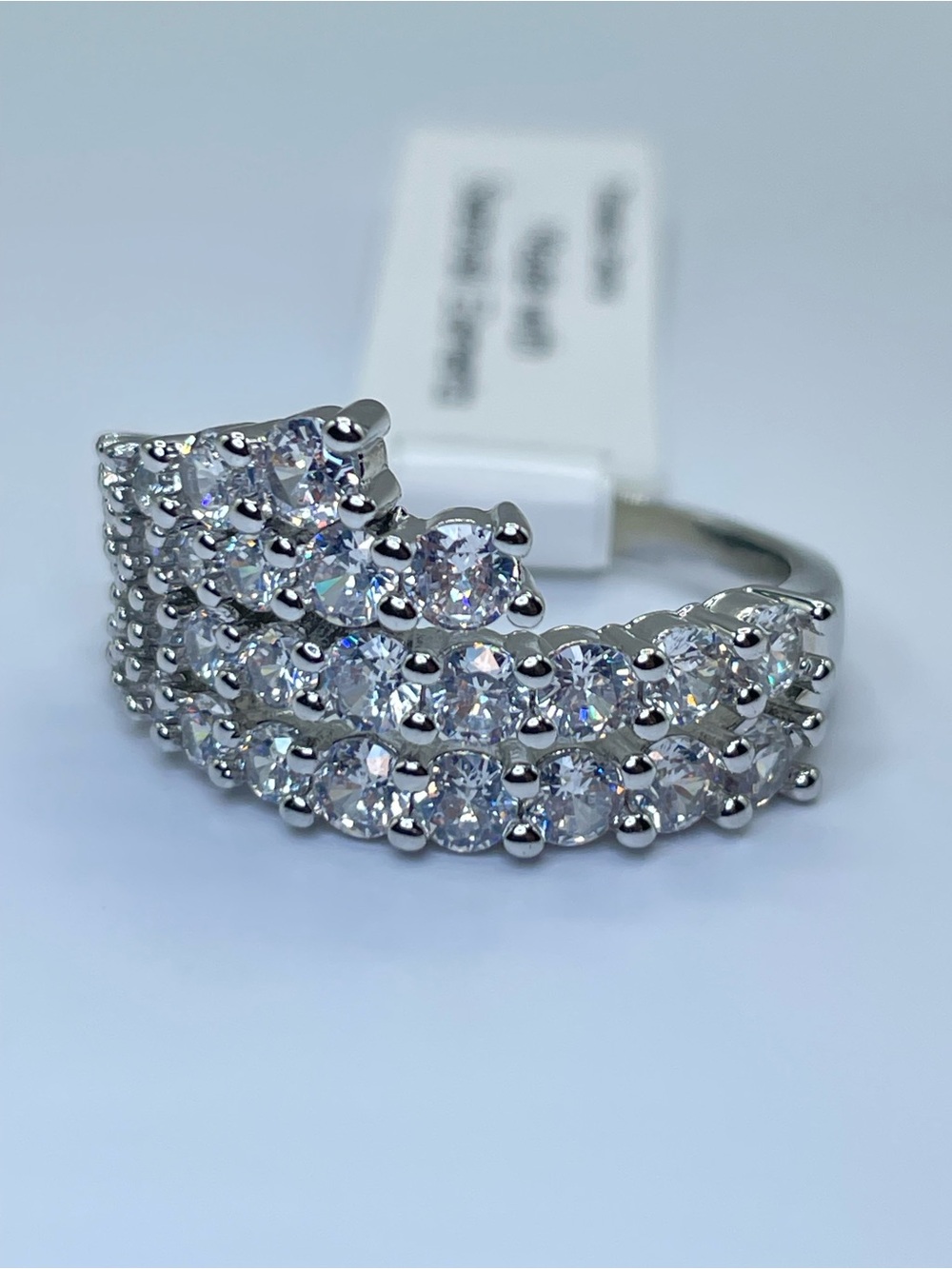 Swarovski Crystal Elements White Swarovski Crystal Art Deco Cluster Ring Sz 9
